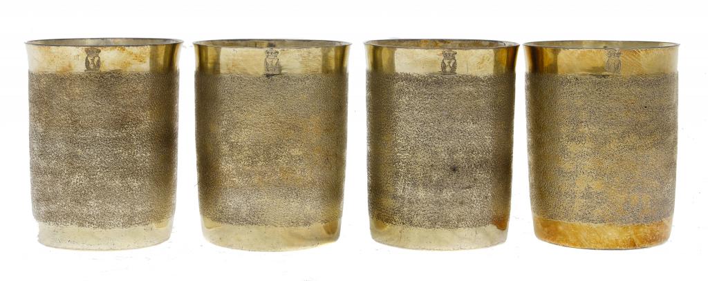 Appraisal: A SET OF FOUR GEORGE III SILVER GILT BEAKERS very