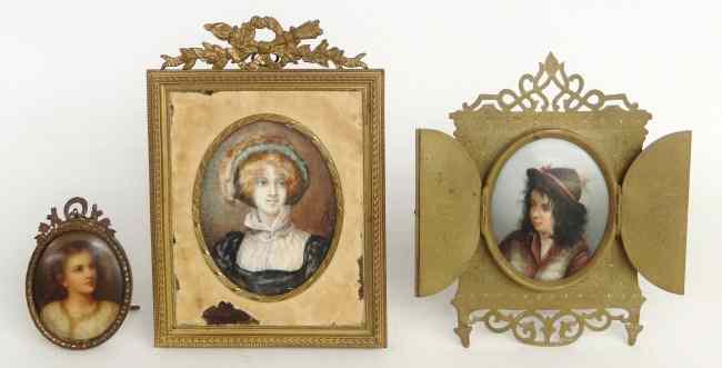 Appraisal: Lot three early miniature portraits including '' x '' signed