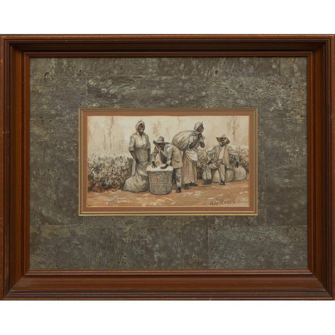 Appraisal: John J Korver Louisiana - Cotton Picking Scene th c