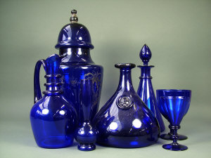 Appraisal: A Bristol blue glass jar and cover th century of