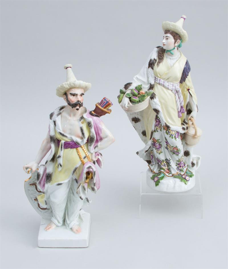 Appraisal: ASSEMBLED PAIR OF MEISSEN PORCELAIN CHINOISERIE FIGURES She marked in