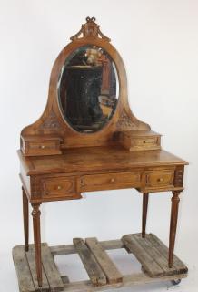 Appraisal: French Louis XVI vanity table in walnut with drawers Early