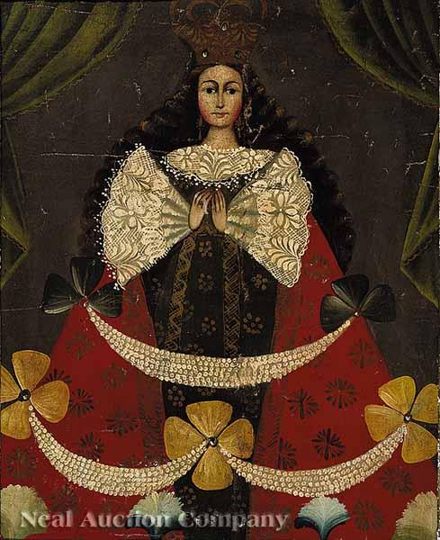 Appraisal: Spanish School th c Saint Barbara oil on canvas in