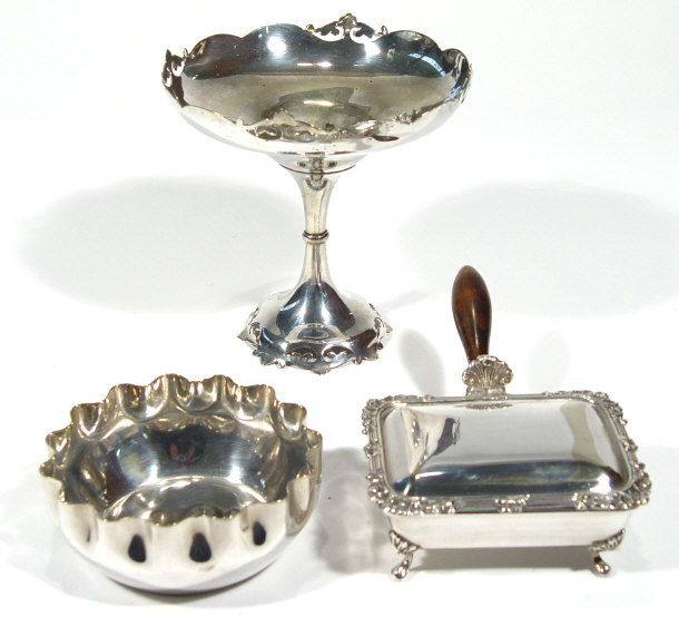 Appraisal: Three silver plated items - a covered sardine dish bowl