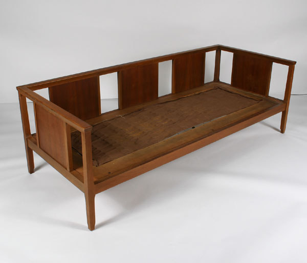 Appraisal: Hollywood Regency style daybed with veneered panel construction possibly Nakashima