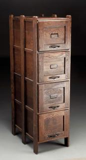 Appraisal: Mission Oak Four Drawer Filing Cabinet Cabinet in quarter sawn