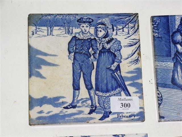 Appraisal: SIX JOSIAH WEDGWOOD SONS TILES blue and white depicting images