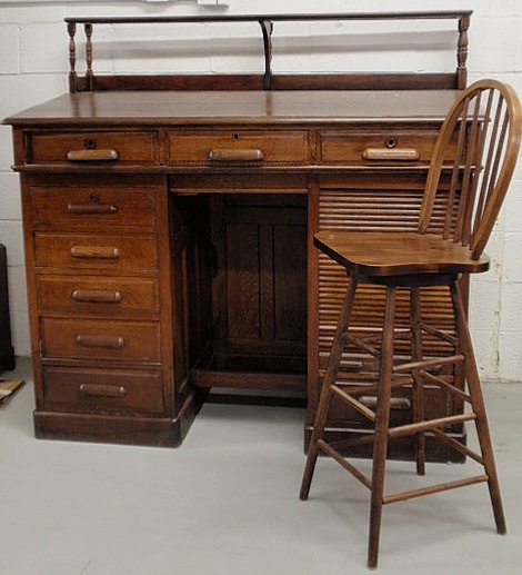 Appraisal: Oak secretary desk late th c from the corporate offices