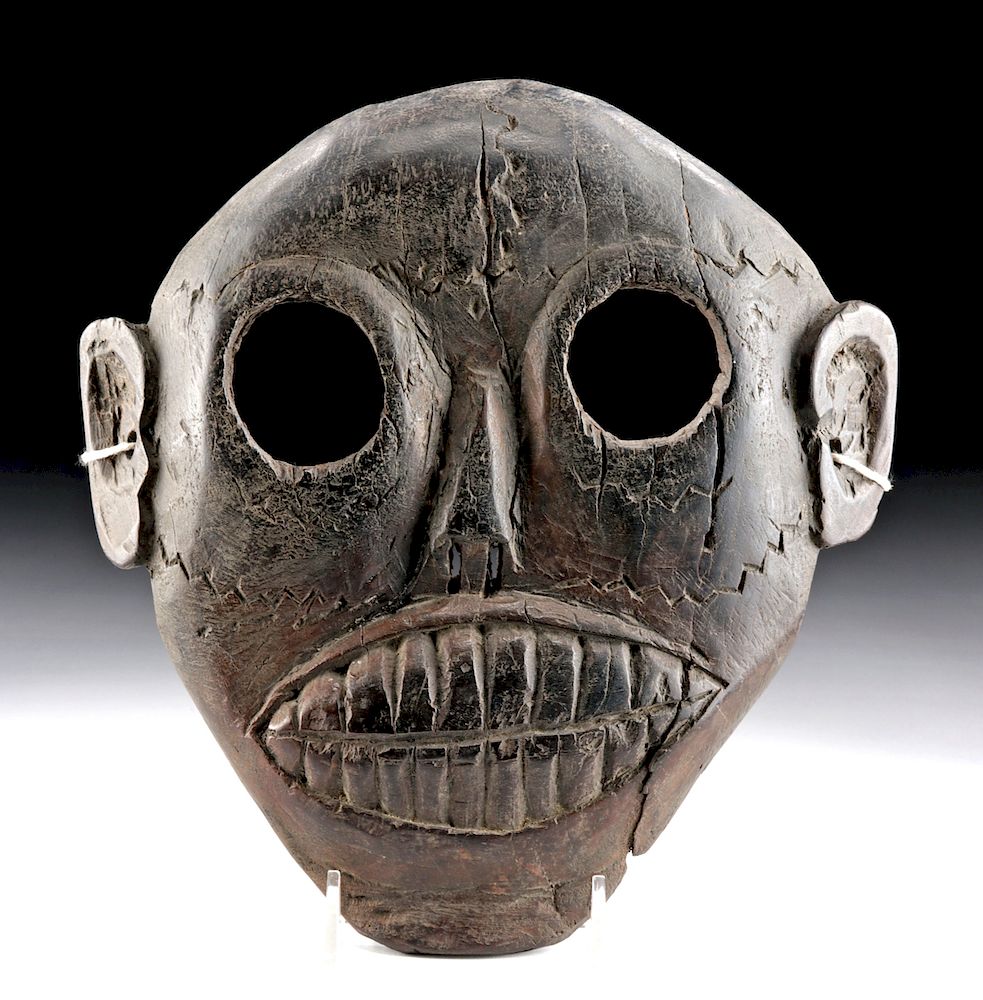 Appraisal: Early th C Nepalese Wooden Festival Mask Holiday Shipping Deadlines