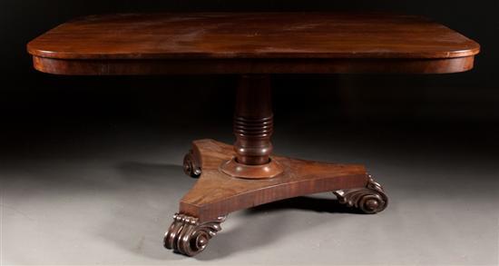 Appraisal: William IV carved mahogany tilt-top pedestal breakfast table circa in