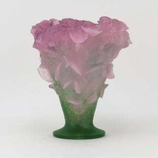 Appraisal: Large Daum Pate de Verre Rose Vase Large Daum Pate