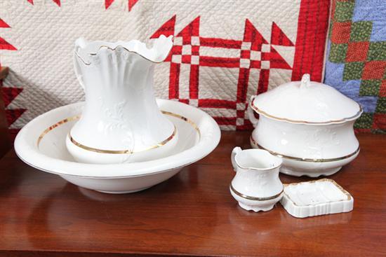 Appraisal: FIVE PIECE WASHBOWL AND PITCHER SET Marked for the Wellsville