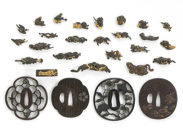 Appraisal: A group of tsuba and sword fittings Most Edo Period