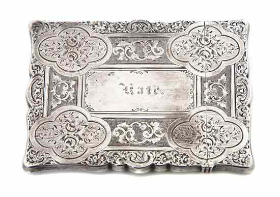 Appraisal: A French Silver Card Case maker's mark AC JO of