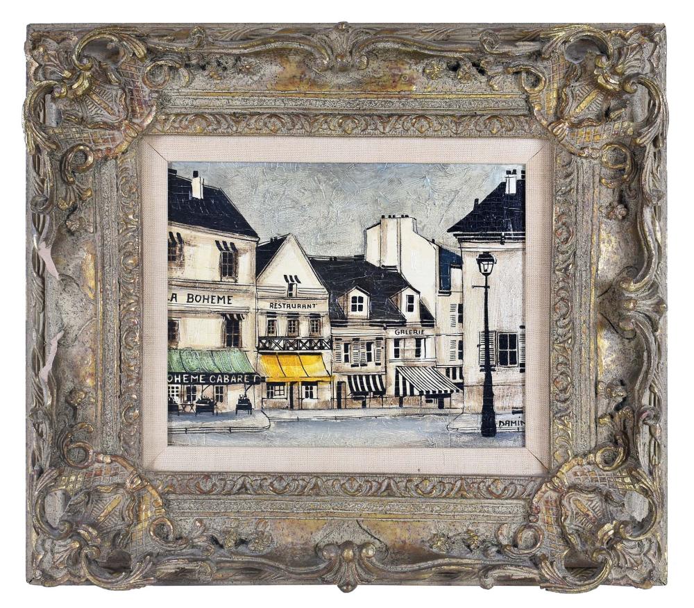 Appraisal: GEORGE DAMIN FRENCH B PAINTINGParisian Street Scene Signed l r