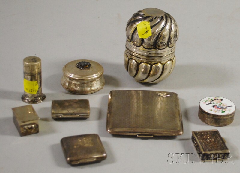 Appraisal: Nine Small Silver and Silver Plate Boxes and Cases including