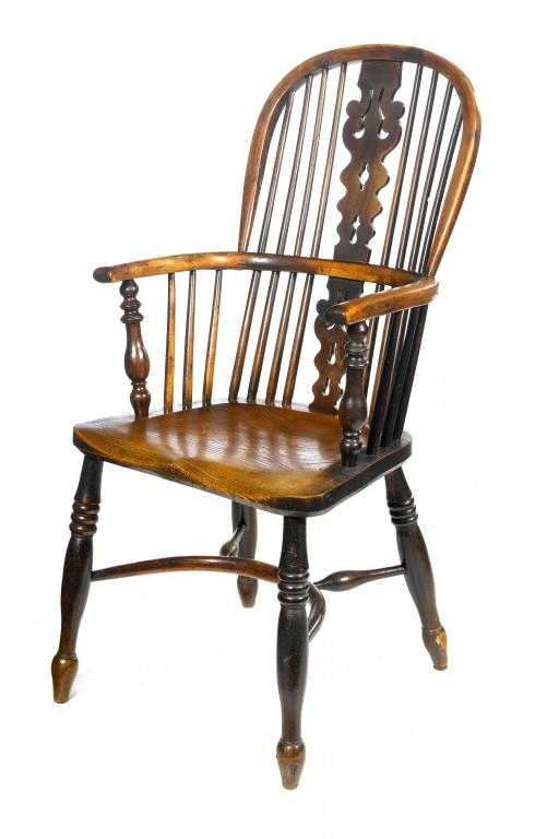 Appraisal: A VICTORIAN YEW-WOOD WINDSOR CHAIR ATTRIBUTED TO NOTTINGHAMSHIRE POSSIBLY WORKSOP