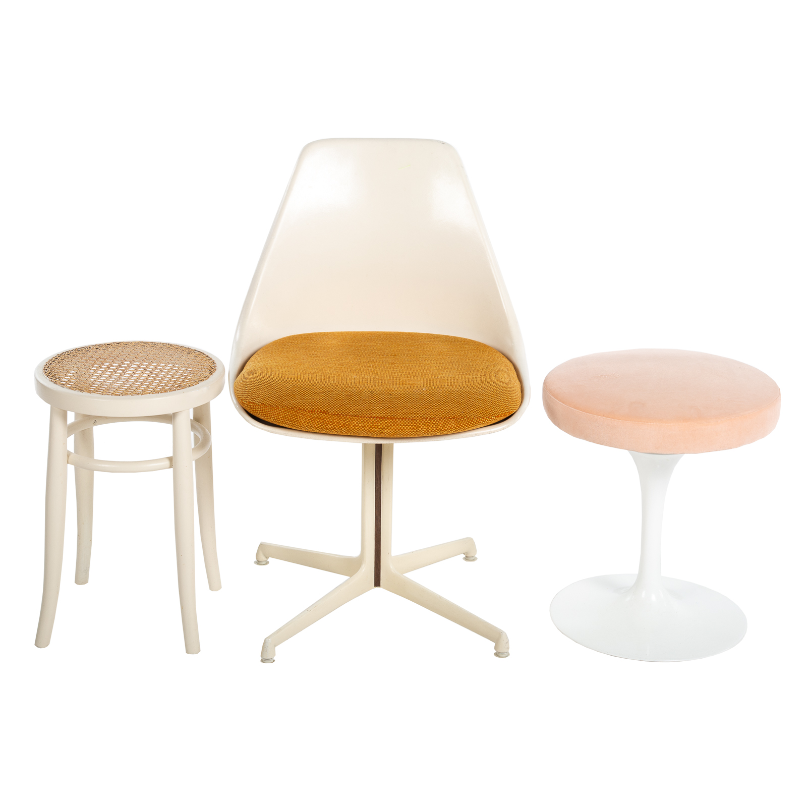 Appraisal: THREE PIECES OF MID-CENTURY FURNITURE Including Eero Saarinen Tulip Stool