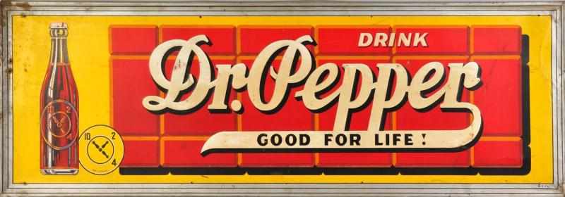 Appraisal: Embossed Tin Dr Pepper Sign s Some surface dents and