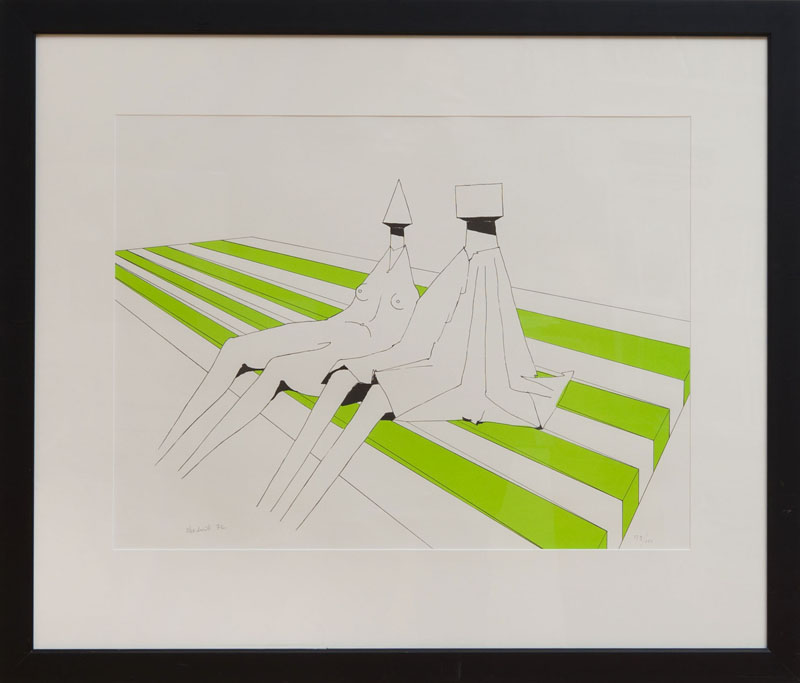 Appraisal: LYNN CHADWICK - TWO FIGURES Lithograph in black and green