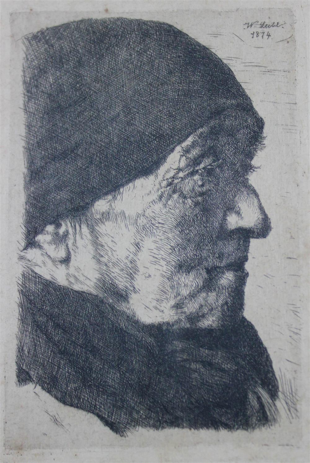 Appraisal: WILHELM LEIBL GERMAN - PAIR OF PORTRAITS Etching x in