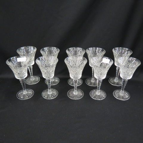 Appraisal: Cut Crystal Tall Goblets diamond hobstar and ray