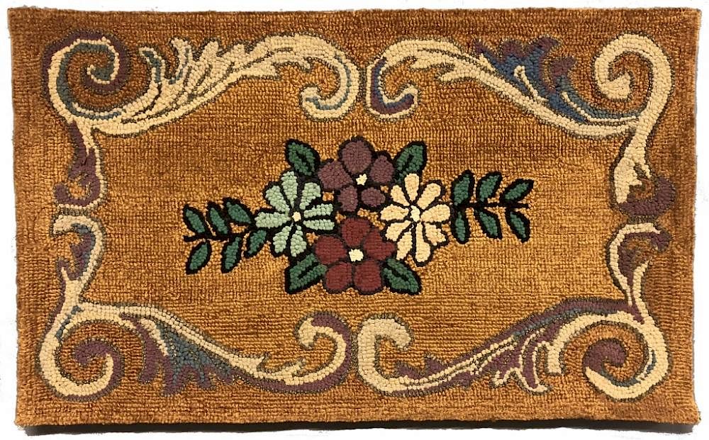 Appraisal: Hooked Rug of Flowers Hooked rug of flowers th century