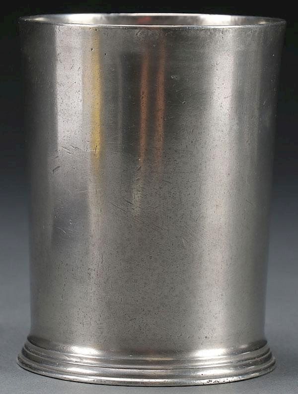 Appraisal: EARLY AMERICAN PEWTER BEAKER FREDERICK BASSETT A FINE EARLY AMERICAN