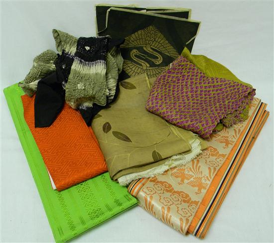 Appraisal: TEXTILES Assorted Asian sashes and scarves some silk embroidered light