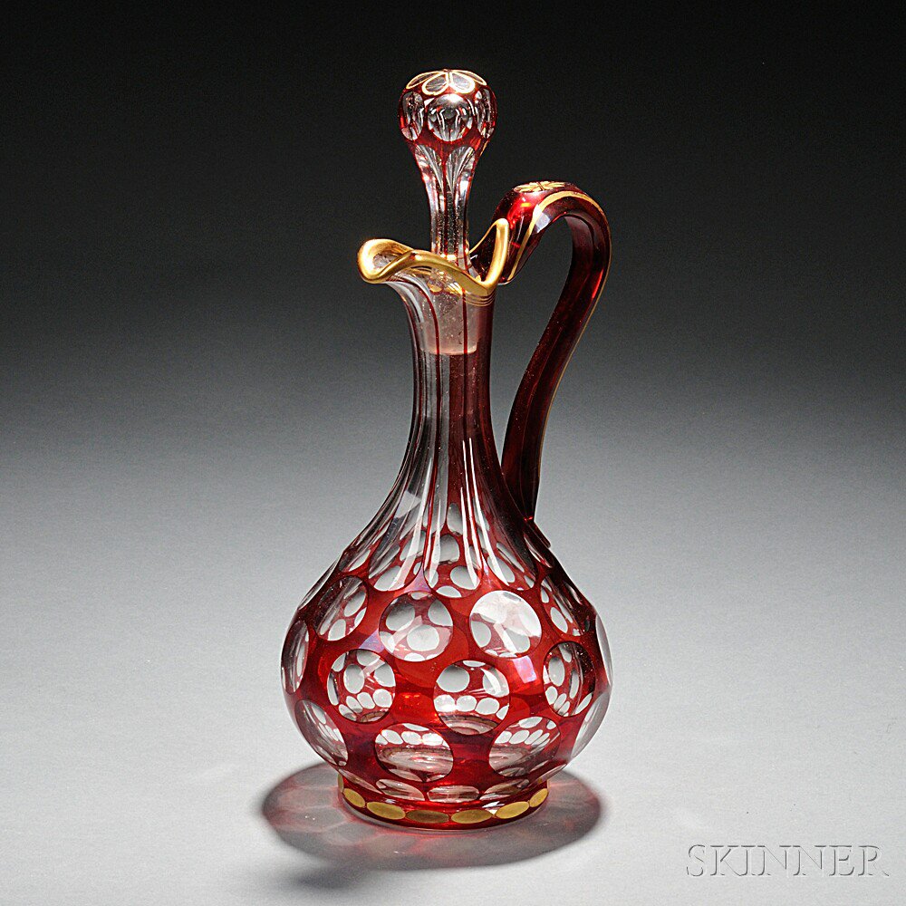 Appraisal: Ruby Cut-to-Clear Glass Decanter late th early th century with