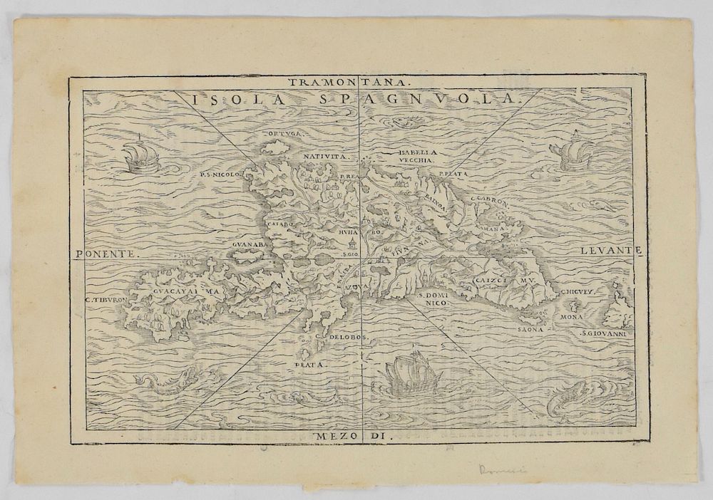 Appraisal: Rasmusio Map of Hispaniola Isola Spagnuola ca Giovanni Battista Rasmusio