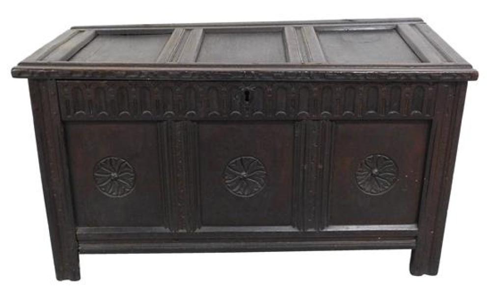 Appraisal: English th C William Mary blanket chest oak early stained