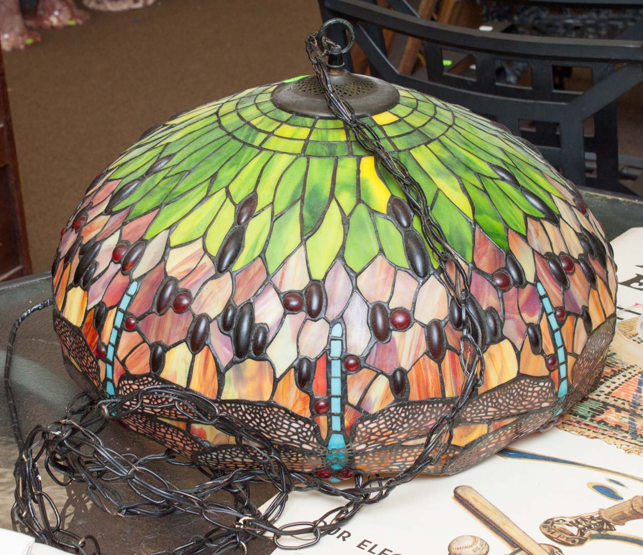 Appraisal: Reproduction art glass ceiling light