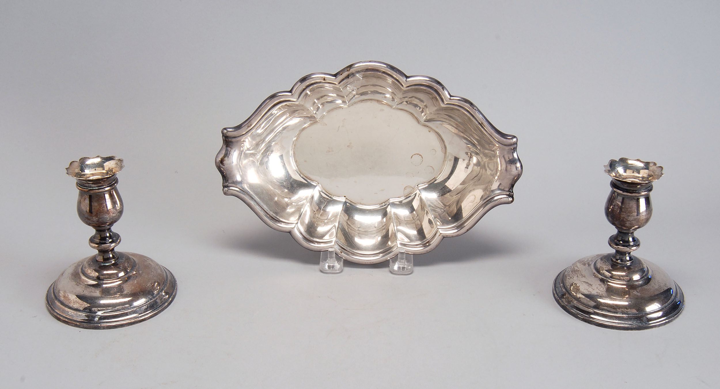 Appraisal: THREE PIECES OF STERLING SILVER HOLLOWWARE an oval sterling silver