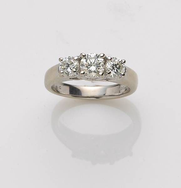 Appraisal: A diamond and k white gold three stone ring estimated