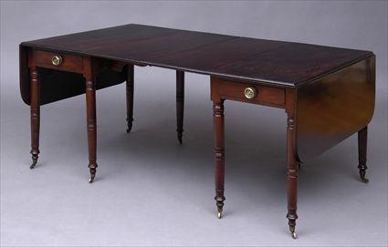 Appraisal: REGENCY MAHOGANY TWO-PART DROP-LEAF DINING TABLE Each rectangular section with