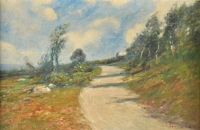 Appraisal: Edward Gay American - Winding road Oil on canvas signed