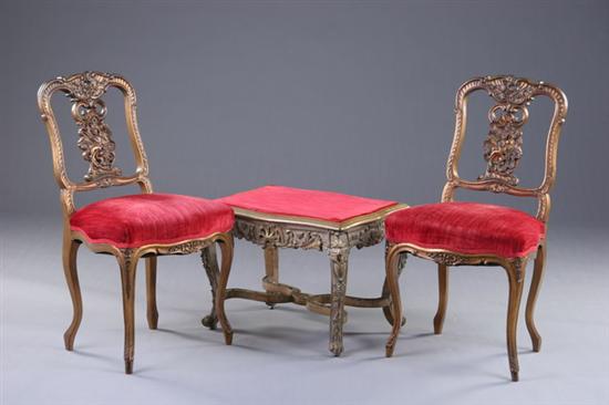 Appraisal: THREE ROCOCO STYLE GILT-WOOD FURNISHINGS late th early th century