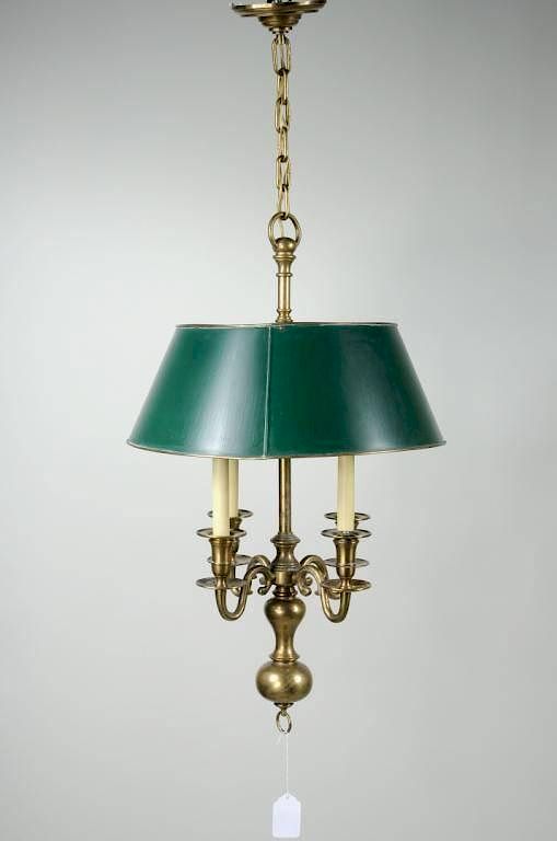 Appraisal: Brass Bouillotte Style Four Light Chandelier Brass bouillotte style four