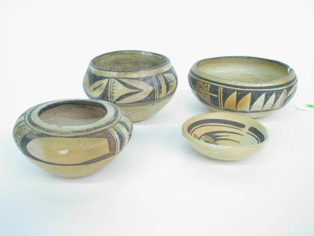 Appraisal: Four pieces of Hopi pottery including bowl bowl bowl and