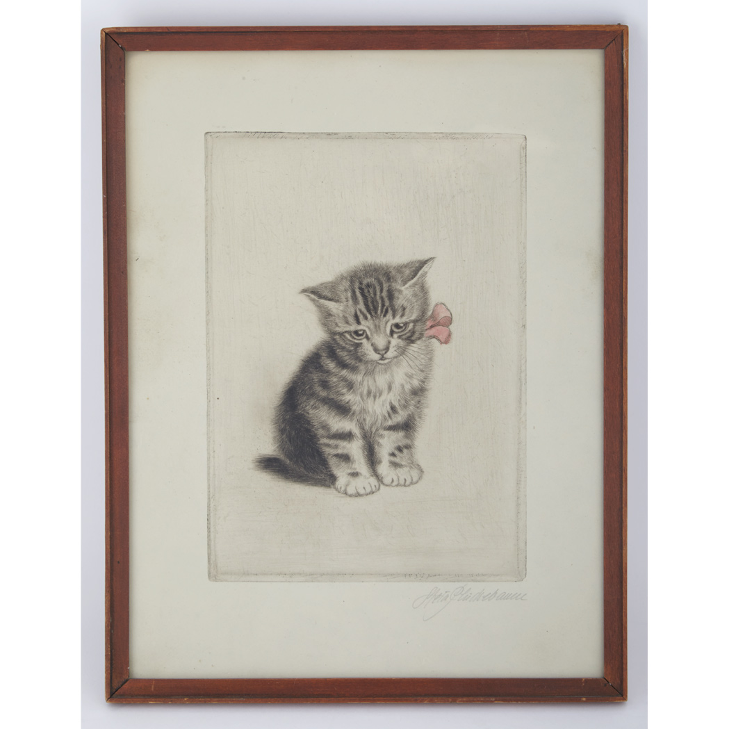 Appraisal: Meta Pluckebaum - KITTEN Hand-colored etching signed in pencil framed