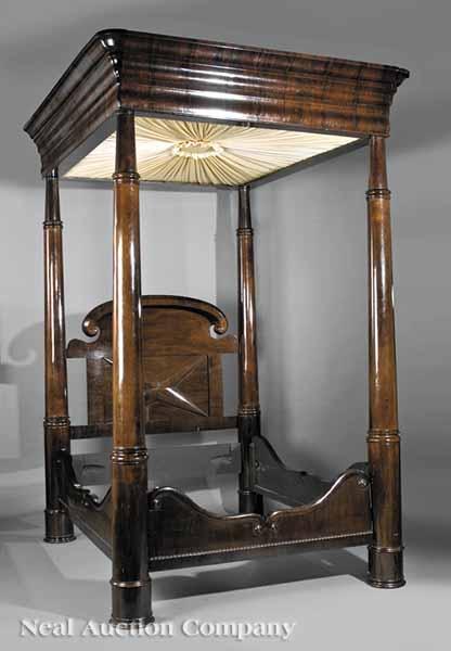 Appraisal: An American Classical Carved Rosewood Full Tester Bed mid- th