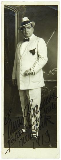 Appraisal: CARUSO Enrico - Photograph signed and inscribed Enrico Caruso to