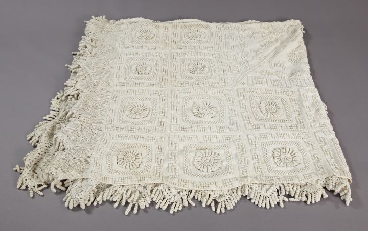 Appraisal: Large Crochet Bedspread the edges with spiral tassels and intricate