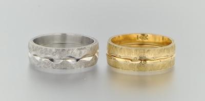 Appraisal: Two Pairs of Gold Bands Containing a pair of k