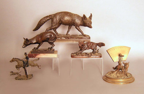 Appraisal: P J Mene bronze fox w together with other bronze