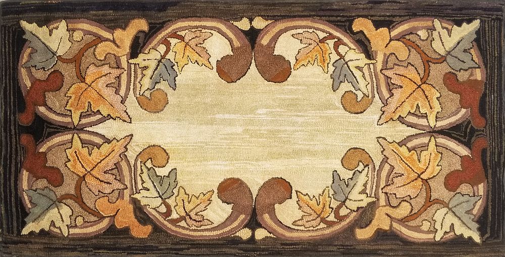 Appraisal: Oak Leaf Design Hand Hooked Wool Rug th century Oak