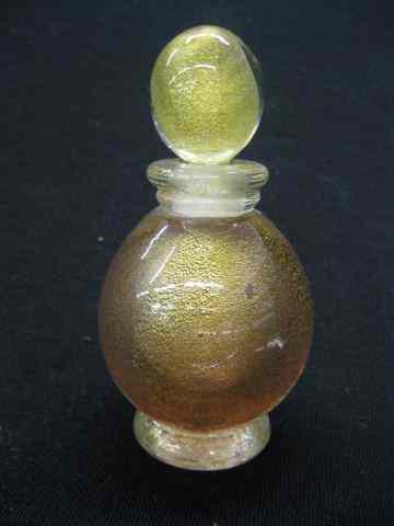 Appraisal: Murano Art Glass Perfume Bottle lightcranberry with gold flecks throughout