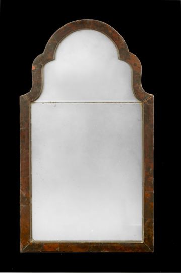 Appraisal: Good Georgian Tortoiseshell-Veneered Arched Bipartite Looking Glass second quarter th