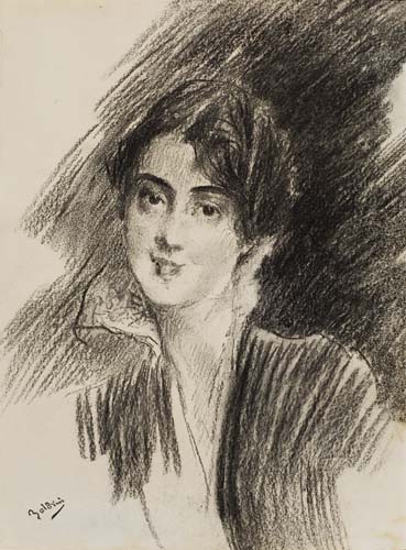 Appraisal: GIOVANNI BOLDINI Portrait de Femme Charcoal on wove paper x